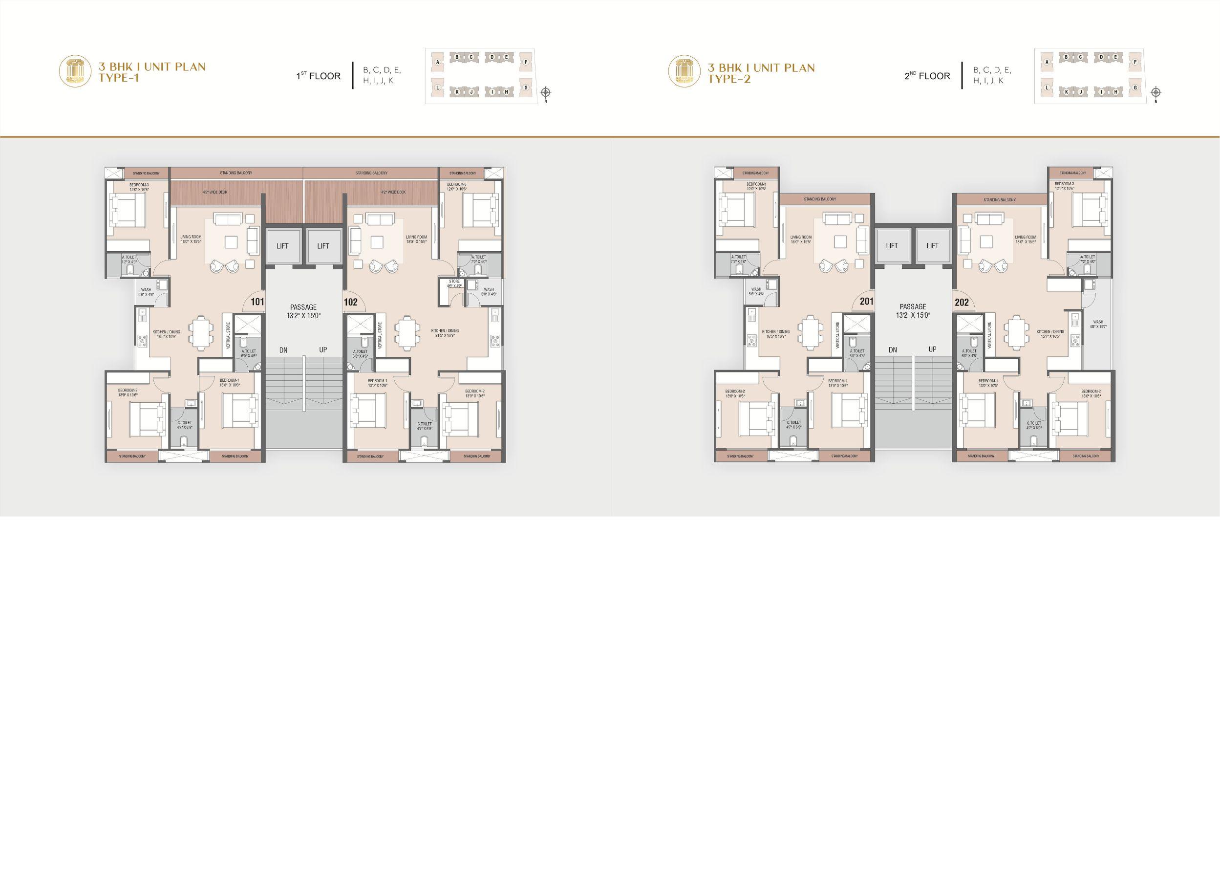3 BHK Type 1&2